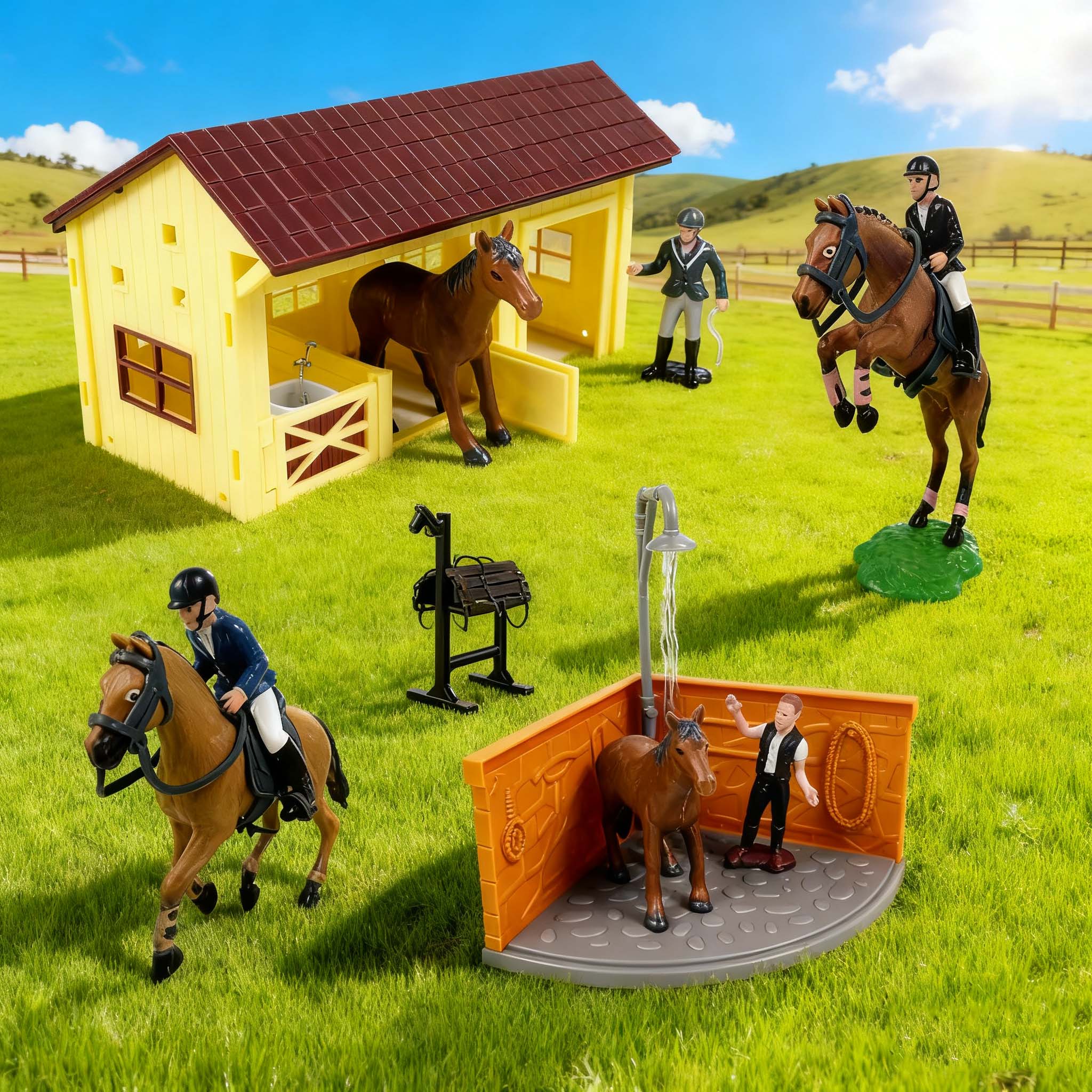 Kids Toys Horse - Simulation Horse Stable Playset Equestrian Farm
